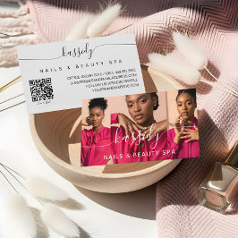 Tarjeta De Visita Caligrafía de guión de collage de fotos Monograma