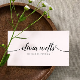 Tarjeta De Visita Caligrafía de guión manuscrito simple rosa claro