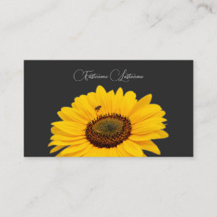 Tarjeta De Visita Caligrafía de la abeja de girasol amarillo floral 