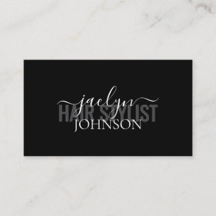 Tarjeta De Visita Caligrafía de llamada mínima Blanco Gris Negro Per