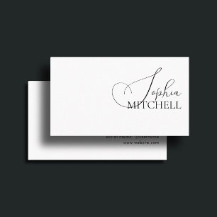 Tarjeta De Visita Caligrafía de Moda minimalista blanca