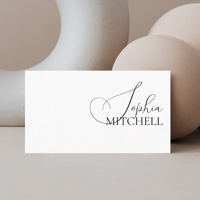 Tarjeta De Visita Caligrafía de Moda minimalista blanca (Subido por el creador)