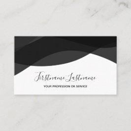 Tarjeta De Visita Caligrafía de ondas abstractas en blanco y negro