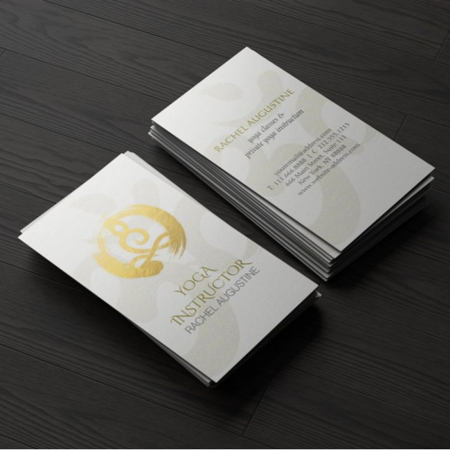 Tarjeta De Visita Caligrafía de oro blanco Símbolo de Yoga Meditació (Subido por el creador)