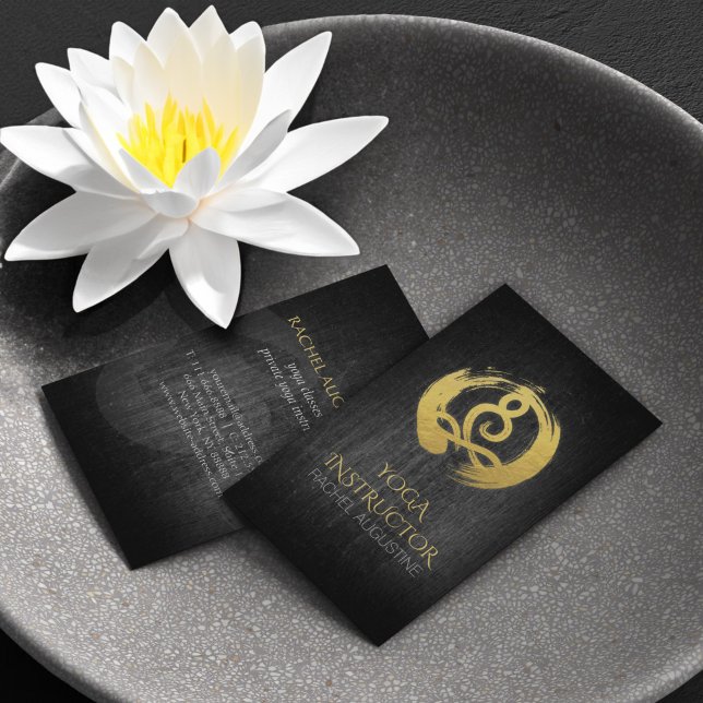 Tarjeta De Visita Caligrafía de oro negro Símbolo de Yoga Meditación (Subido por el creador)