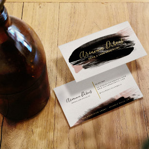 Tarjeta De Visita Caligrafía de salpicaduras de acuarela dorada con
