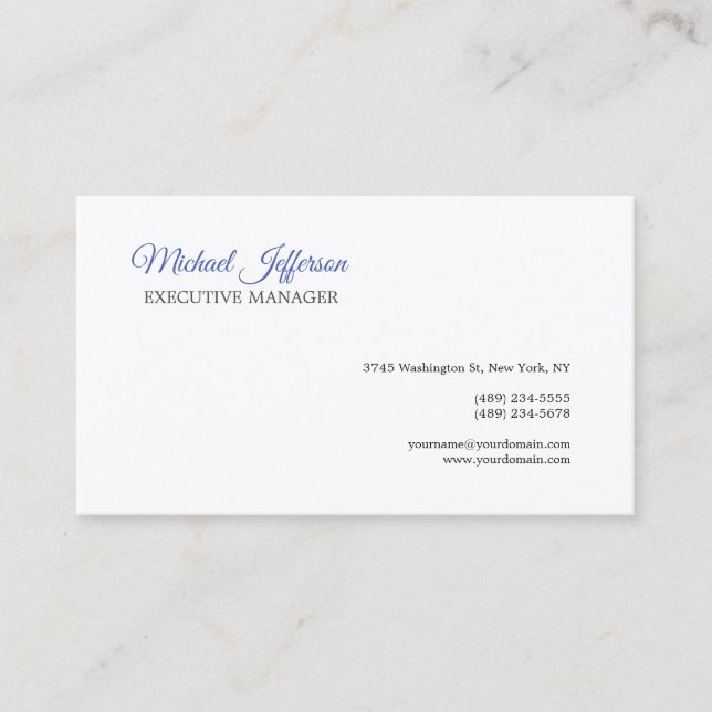 Tarjeta De Visita Caligrafía elegante elegante de seda premium Blanc (Anverso)