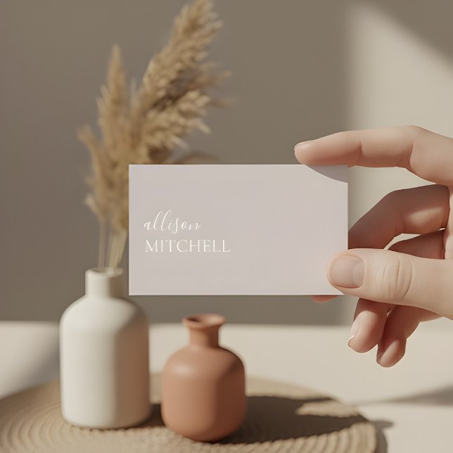 Tarjeta De Visita Caligrafía Elegante Girly Beige Mínimo (Subido por el creador)