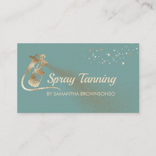 Tarjeta De Visita Caligrafía elegante retro verde Tan Spray (Anverso)