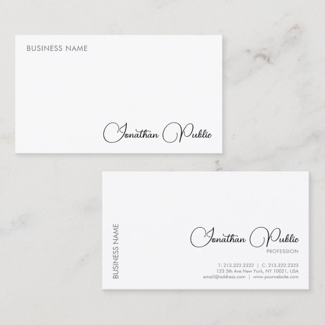 Tarjeta De Visita Caligrafía Elegante Simple Profesional Moderno (Anverso / Reverso)