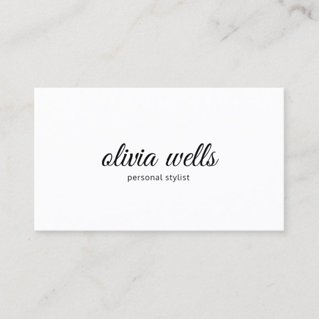 Tarjeta De Visita Caligrafía manuscrita blanca simple (Anverso)