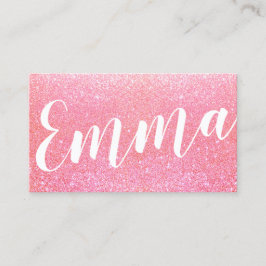 Tarjeta De Visita Caligrafía manuscrita de guión de Purpurina rosa c