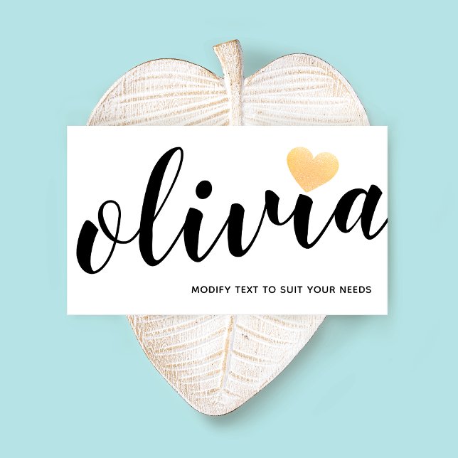 Tarjeta De Visita Caligrafía manuscrita de Purpurina Cute Gold (Subido por el creador)