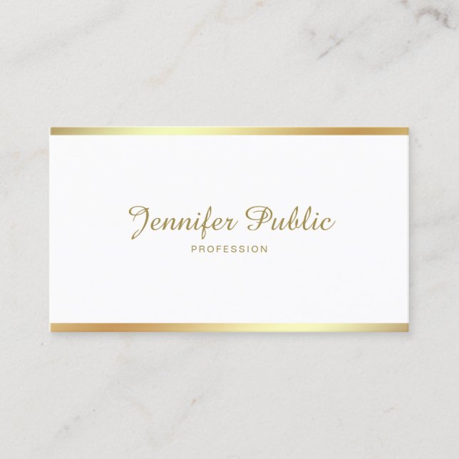 Tarjeta De Visita Caligrafía manuscrita Gold Moderno Sleek (Anverso)