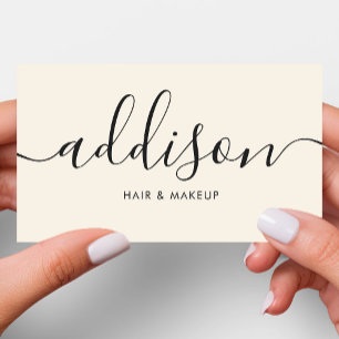 Tarjeta De Visita Caligrafía minimalista crema marfil femenino moder