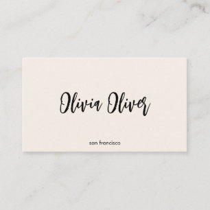Tarjeta De Visita Caligrafía Minimalista Moderna Marfil Crema Chic