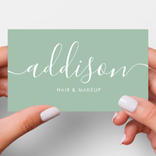 Tarjeta De Visita Caligrafía minimalista polvorienta menta femenina