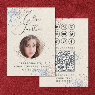 Tarjeta De Visita Caligrafía moderna Medios sociales Código QR Añadi