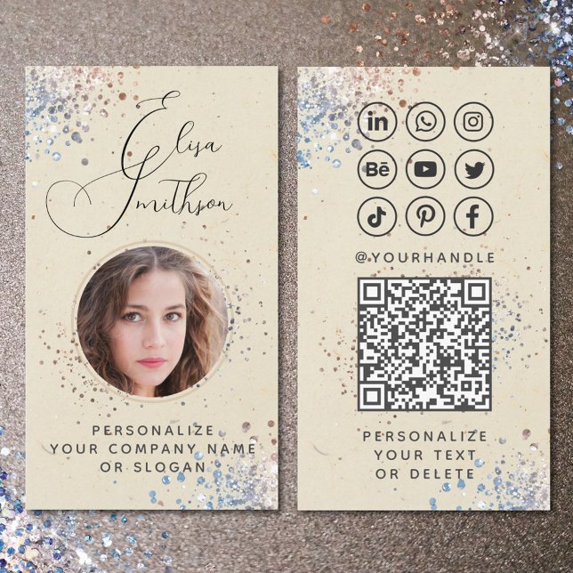Tarjeta De Visita Caligrafía moderna Medios sociales Código QR Añadi (Subido por el creador)