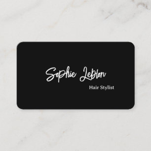 Tarjeta De Visita Caligrafía moderna negra Estilo del pelo blanco