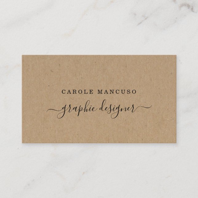 Tarjeta De Visita Caligrafía moderna - papel de Kraft simplemente (Anverso)