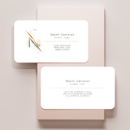 Tarjeta De Visita Caligrafía Noble: Monograma de gradiente dorado y 
