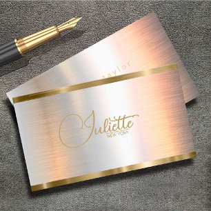 Tarjeta De Visita Caligrafía para bandas de oro Metalizado cepillado