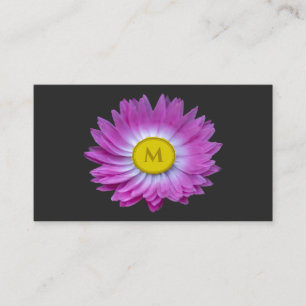 Tarjeta De Visita Caligrafía por monograma de flor rosa florista QR-