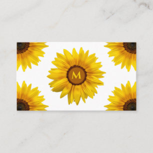 Tarjeta De Visita Caligrafía por monograma de girasol florido Código