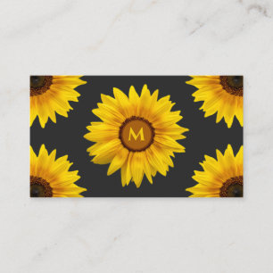 Tarjeta De Visita Caligrafía por monograma de girasol florido Código