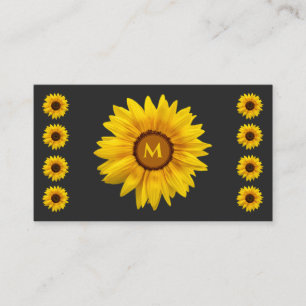 Tarjeta De Visita Caligrafía por monograma de girasol florido Código