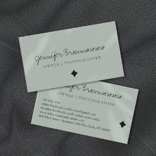 Tarjeta De Visita Caligrafía profesional minimalista de Sage Green