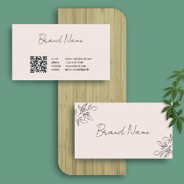 Tarjeta De Visita Caligrafía profesional rosa floral Código QR