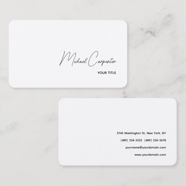 Tarjeta De Visita Caligrafía profesional simple en ángulo redondeado (Anverso / Reverso)