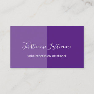 Tarjeta De Visita Caligrafía violeta intensa dividida en dos tonos