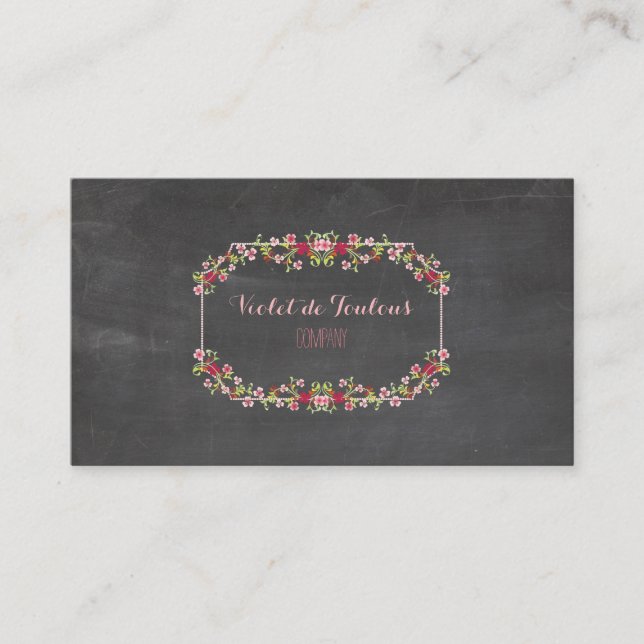 Tarjeta De Visita Calkboard PixDezines+Flores Petite (Anverso)