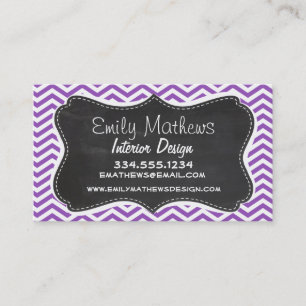 Tarjeta De Visita Calkboard retro; Chevron Lilac profundo