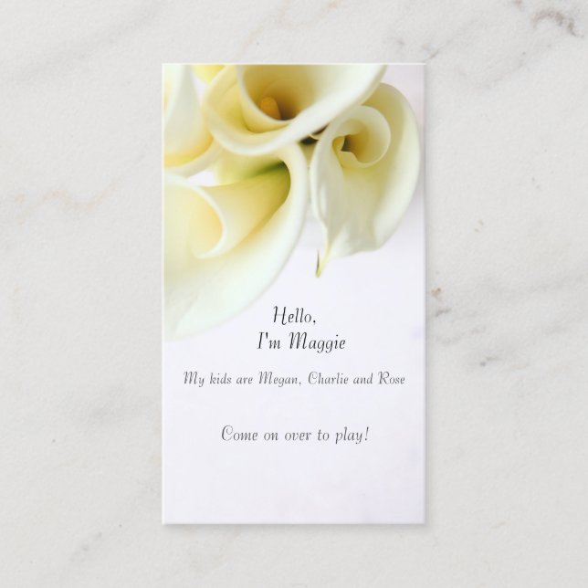Tarjeta De Visita Calla coge con espacio de texto (Anverso)