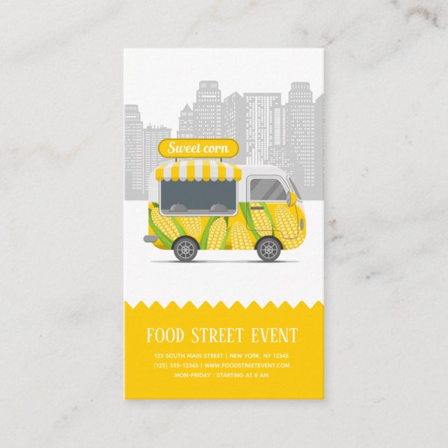 Tarjeta De Visita Calle de camiones de comida maíz dulce (Anverso)