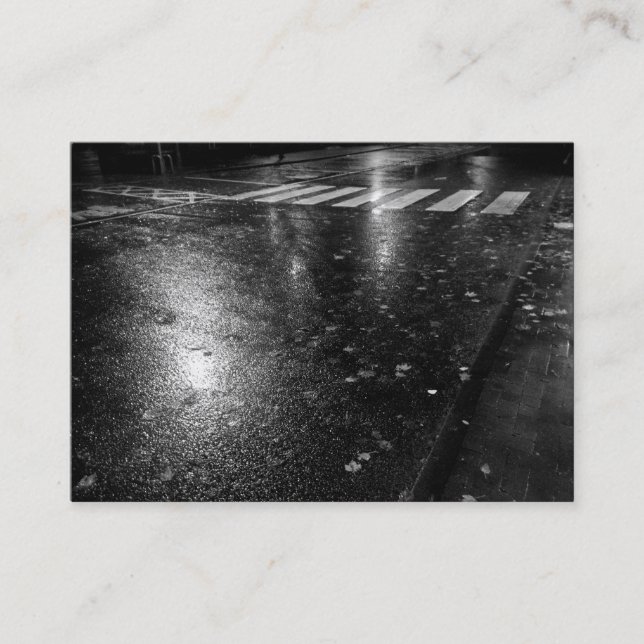 Tarjeta De Visita Calle Otoño Occidental de noche (Anverso)