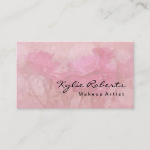 Tarjeta De Visita Calligrafía de artista de maquillaje de Rosa flora