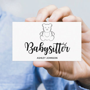 Tarjeta De Visita Calligrafía de bebés Estética Esbozo de oso Cuido