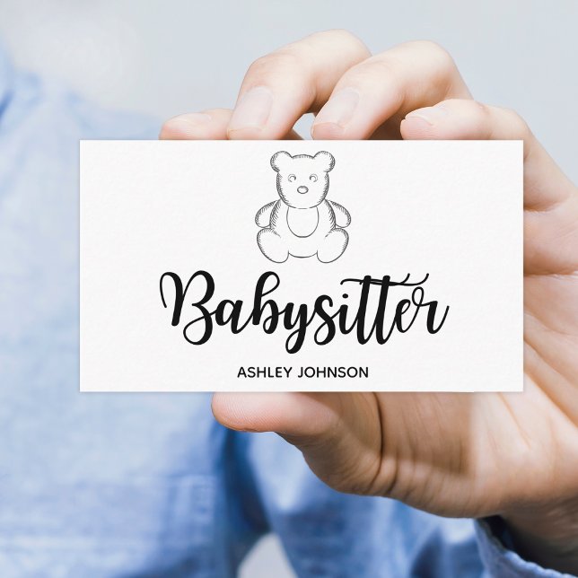 Tarjeta De Visita Calligrafía de bebés Estética Esbozo de oso Cuido  (Subido por el creador)
