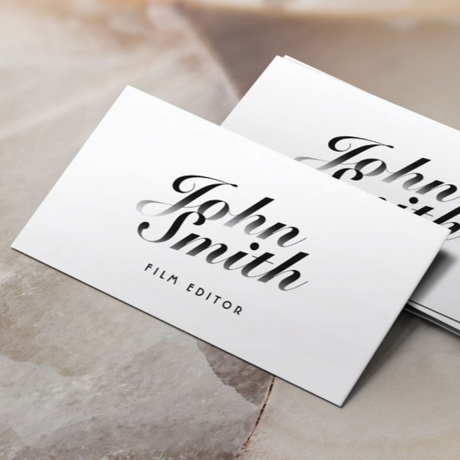 Tarjeta De Visita Calligrafía de editor de películas con clase (Subido por el creador)