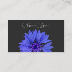 Tarjeta De Visita Calligrafía de flor de maíz azul floral gris oscur