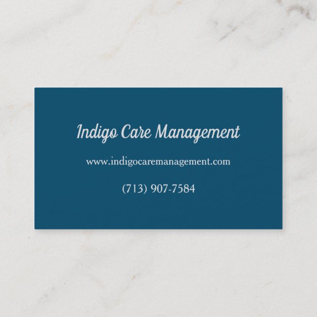 Tarjeta De Visita Calligrafía Elegante Océano Azul (Reverso)