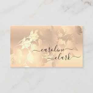 Tarjeta De Visita Calligrafía Elegante Rosa moderno Flores negras d