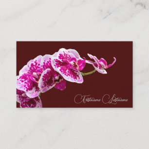 Tarjeta De Visita Calligrafía floral de la flor de la orquídea rosa