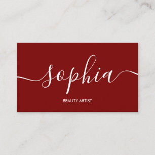 Tarjeta De Visita Calligrafía Minimalista Girly Red