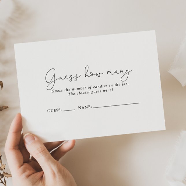 Tarjeta De Visita Calligrafía simple adivina cuántas cartas de juego (Subido por el creador)